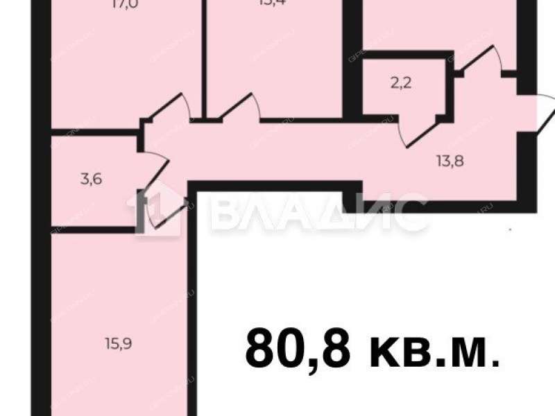 трёхкомнатная квартира на улице Боевых Дружин дом 1