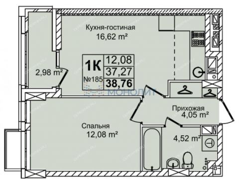 1-komnatnaya-ul-krasnyh-zor-23d фото