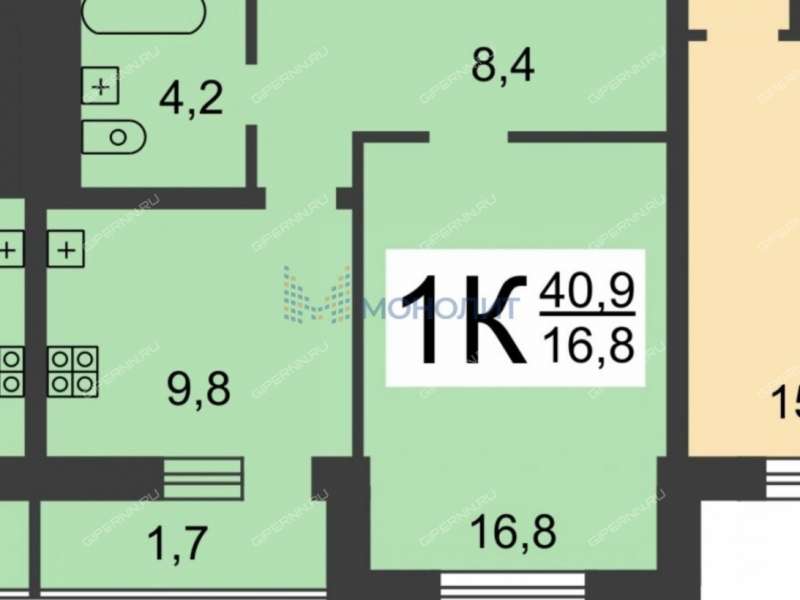 однокомнатная квартира на улице Академика Сахарова дом 117