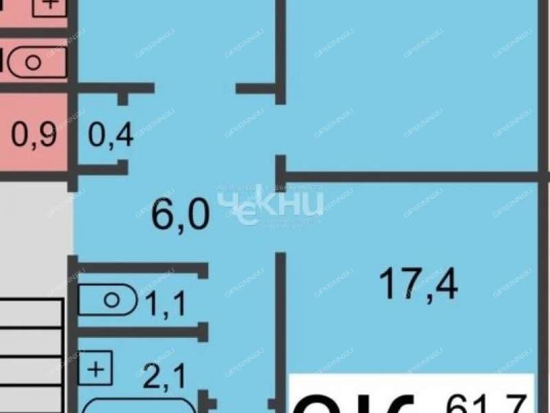 трёхкомнатная квартира на улице имени Генерала Ивлиева дом 33