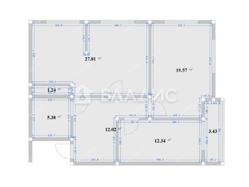 трёхкомнатная квартира на улице Родионова дом 192 к3