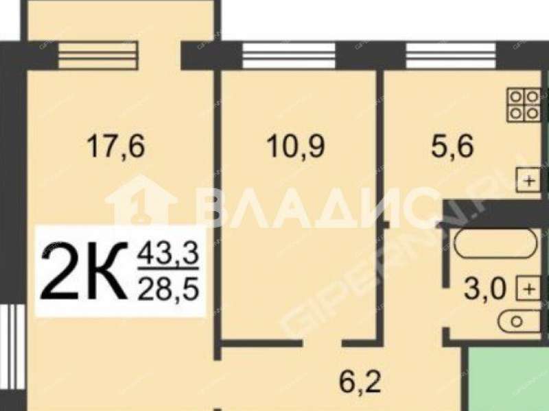 двухкомнатная квартира на улице Ванеева дом 82