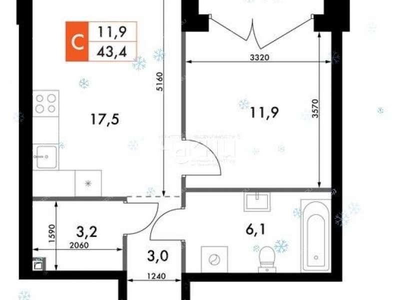 однокомнатная квартира в новостройке на Черниговской улице