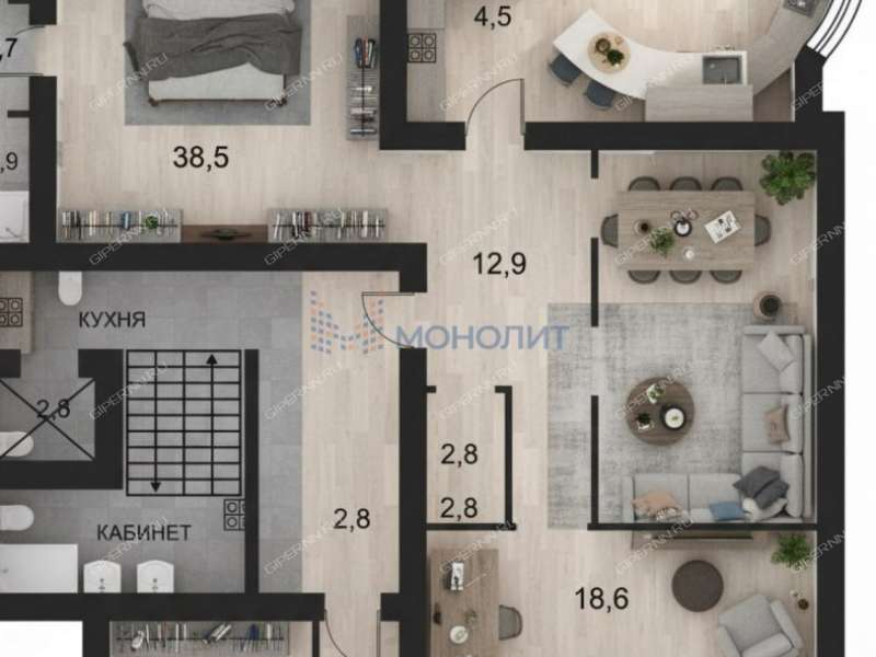 трёхкомнатная квартира на Пролетарской улице дом 10А