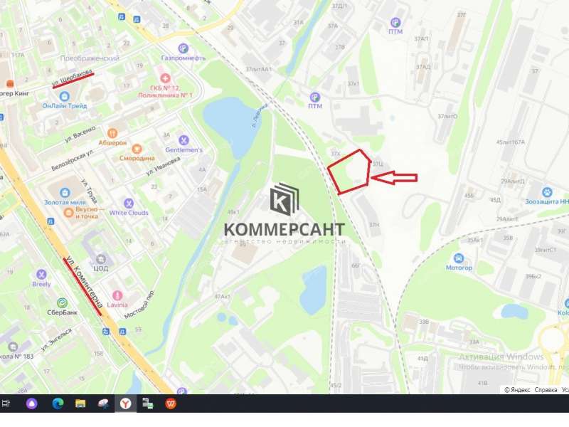 земельный участок под коммерческое использование в Сормовском районе Нижнего Новгорода