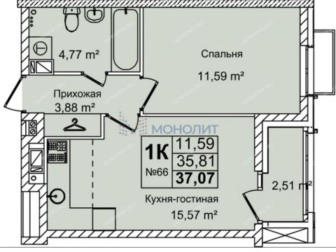 1-komnatnaya-ul-krasnyh-zor-23d фото