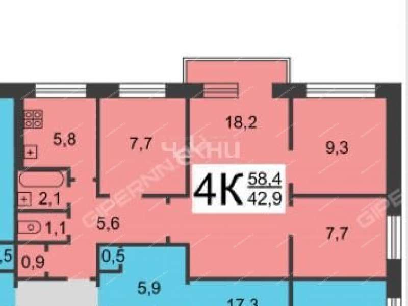 четырёхкомнатная квартира на улице Глеба Успенского дом 4 к1
