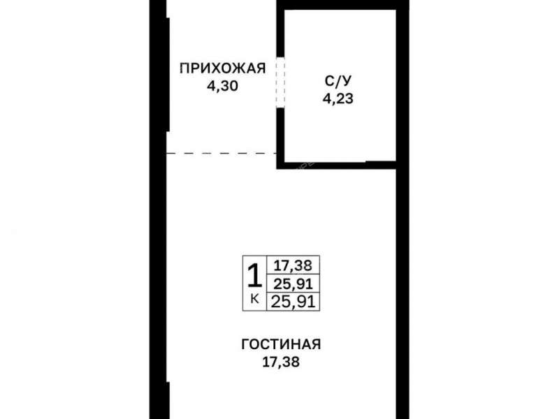 квартира-студия в новостройке в границах улиц Страж Революции, Гвардейцев, 50-летия Победы, Евгения Никонова, 17